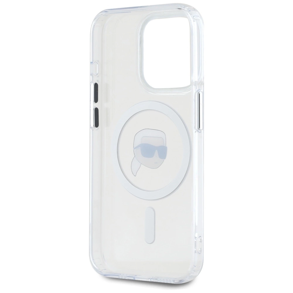 Karl Lagerfeld IML Metal Karl Head MagSafe Case for iPhone 15 Pro Whiteeng