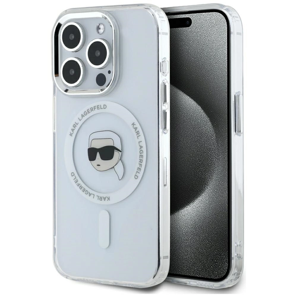 Karl Lagerfeld IML Metal Karl Head MagSafe Case for iPhone 15 Pro Max Whiteeng