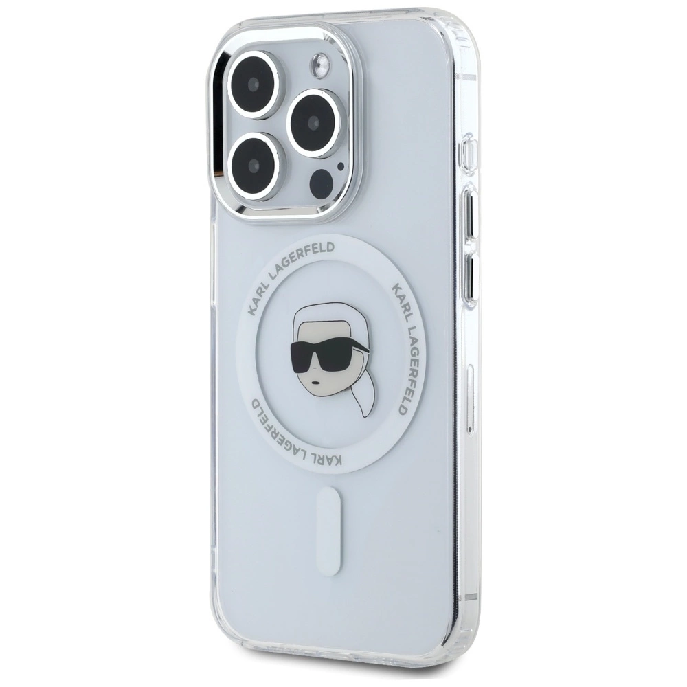 Karl Lagerfeld IML Metal Karl Head MagSafe Case for iPhone 15 Pro Max Whiteeng