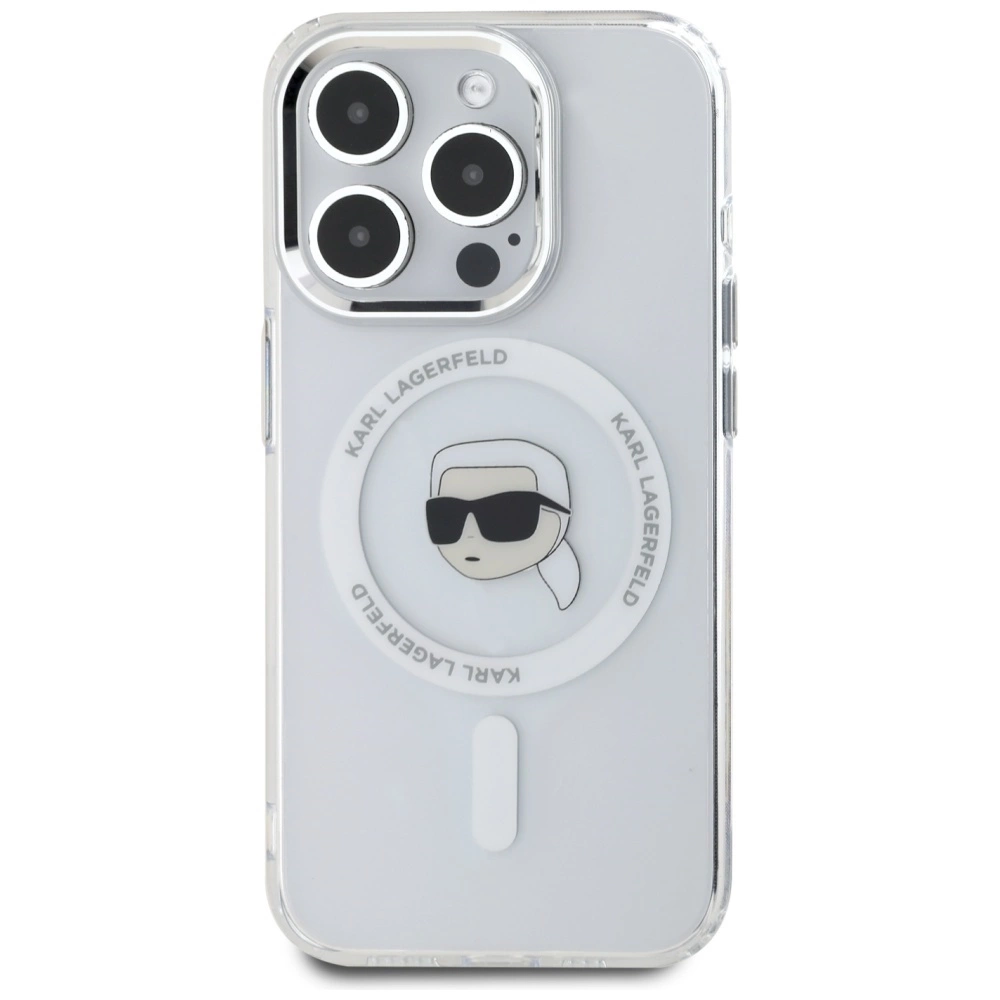 Karl Lagerfeld IML Metal Karl Head MagSafe Case for iPhone 15 Pro Max Whiteeng