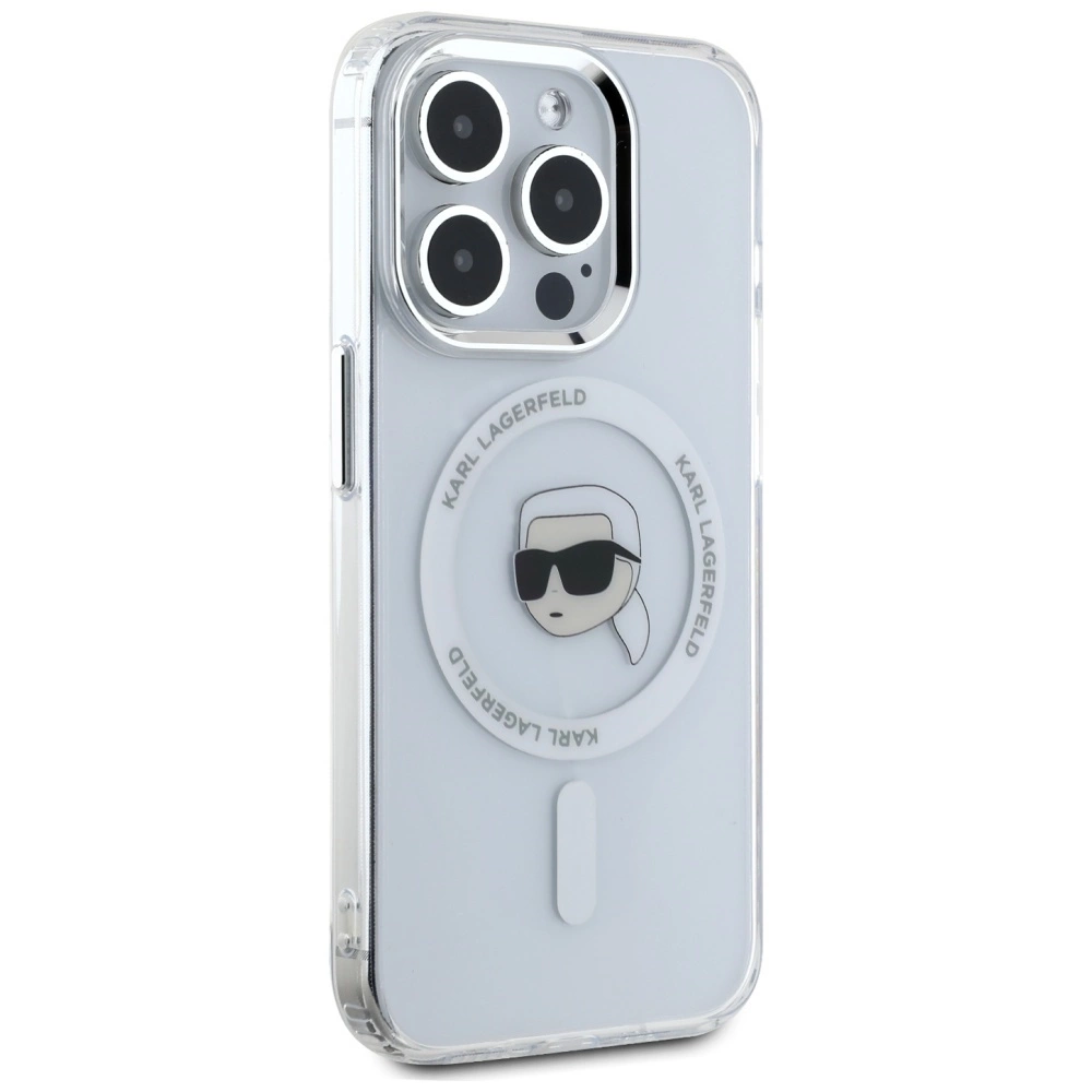Karl Lagerfeld IML Metal Karl Head MagSafe Case for iPhone 15 Pro Max Whiteeng