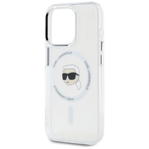 Karl Lagerfeld IML Metal Karl Head MagSafe Case for iPhone 15 Pro Max Whiteeng