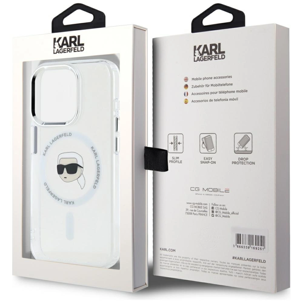 Karl Lagerfeld IML Metal Karl Head MagSafe Case for iPhone 15 Pro Max Whiteeng