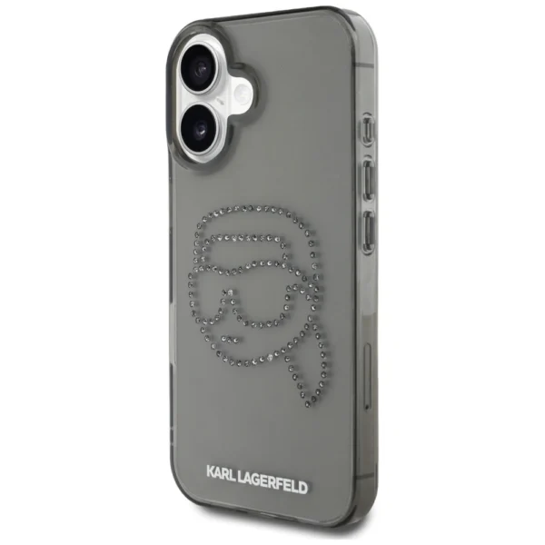 Karl Lagerfeld IML Rhinestones Karl Head Case for iPhone 16 Blackeng
