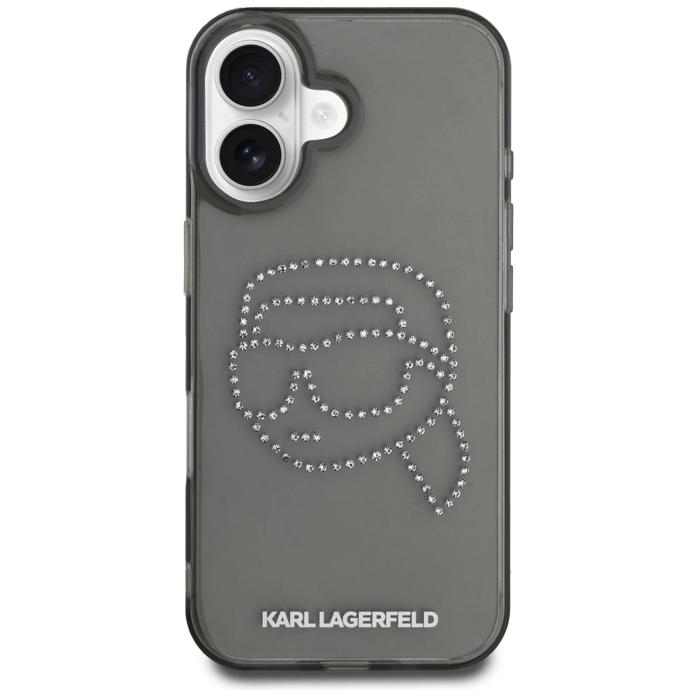Karl Lagerfeld IML Rhinestones Karl Head Case for iPhone 16 Blackeng