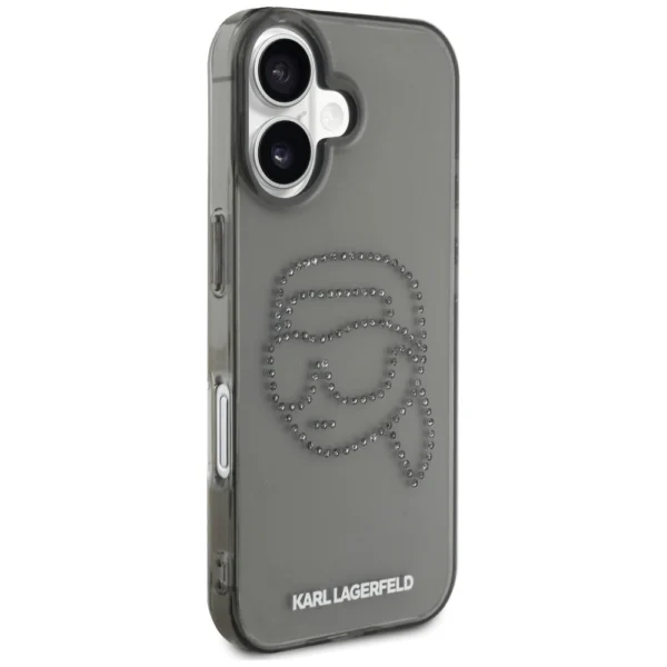 Karl Lagerfeld IML Rhinestones Karl Head Case for iPhone 16 Blackeng