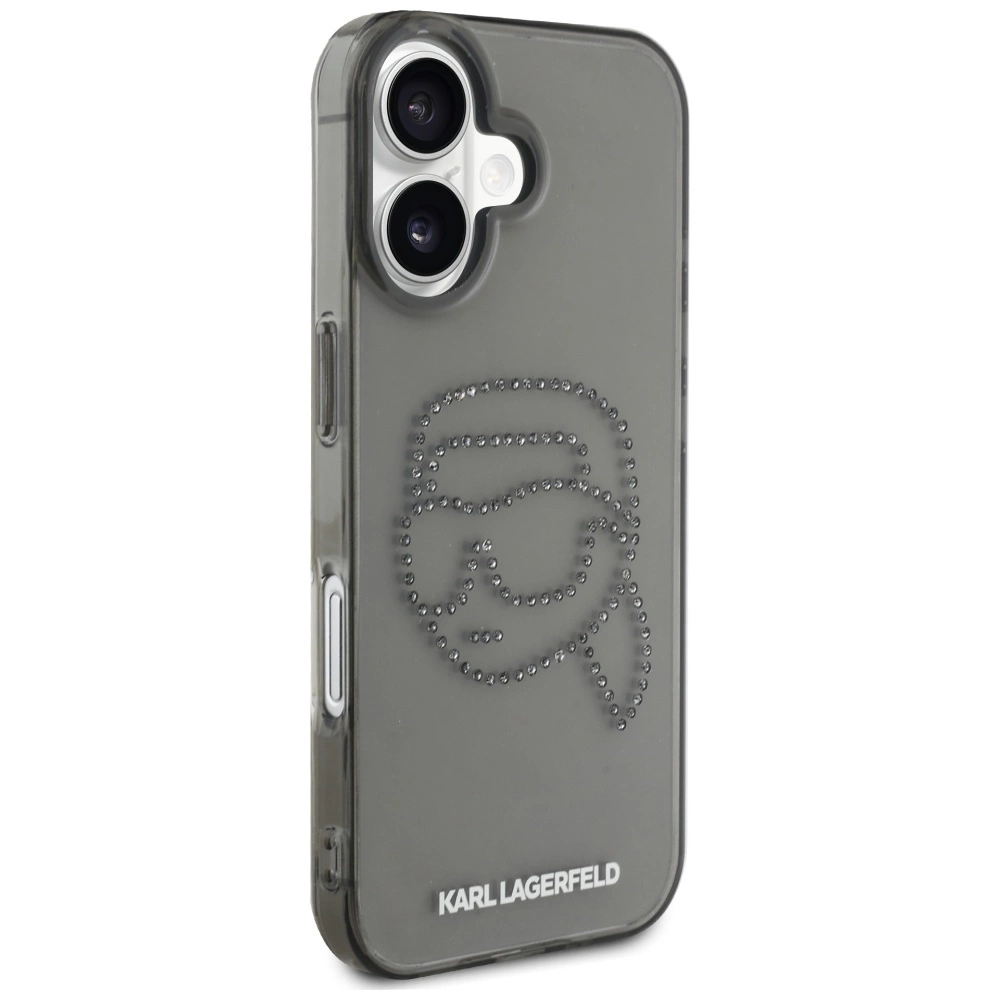 Karl Lagerfeld IML Rhinestones Karl Head Case for iPhone 16 Blackeng