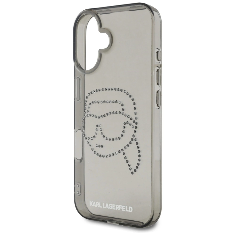 Karl Lagerfeld IML Rhinestones Karl Head Case for iPhone 16 Blackeng