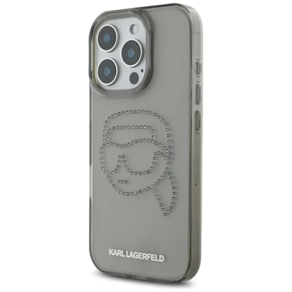 Karl Lagerfeld IML Rhinestones Karl Head Case for iPhone 16 Pro Blackeng
