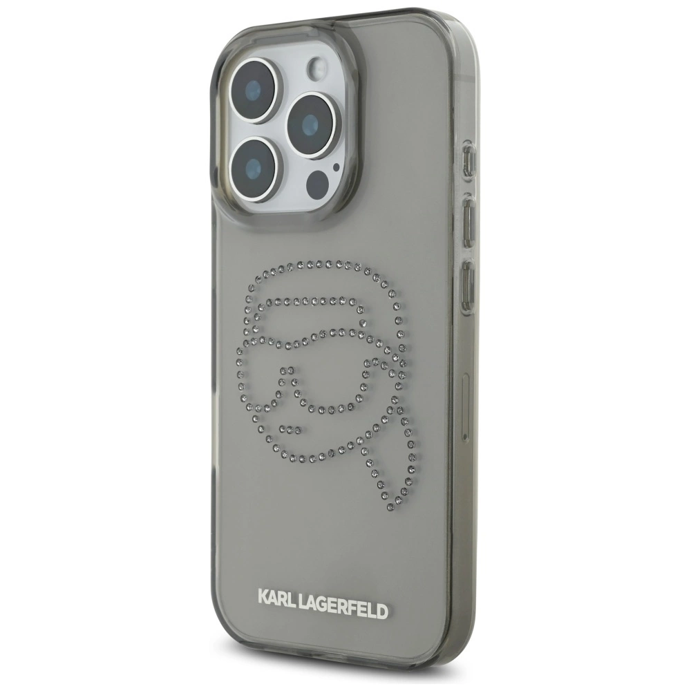 Karl Lagerfeld IML Rhinestones Karl Head Case for iPhone 16 Pro Blackeng