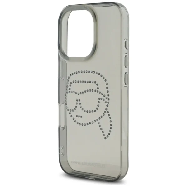 Karl Lagerfeld IML Rhinestones Karl Head Case for iPhone 16 Pro Blackeng