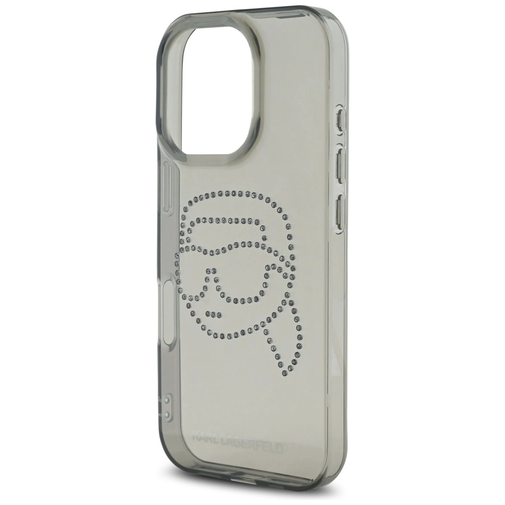 Karl Lagerfeld IML Rhinestones Karl Head Case for iPhone 16 Pro Blackeng