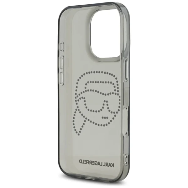 Karl Lagerfeld IML Rhinestones Karl Head Case for iPhone 16 Pro Blackeng