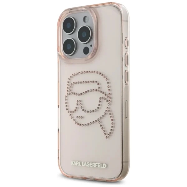 Karl Lagerfeld IML Rhinestones Karl Head Case for iPhone 16 Pro Max Pinkeng