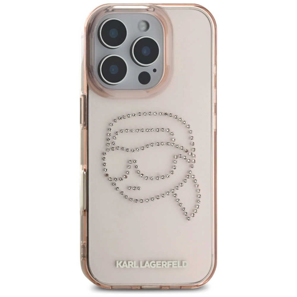 Karl Lagerfeld IML Rhinestones Karl Head Case for iPhone 16 Pro Max Pinkeng