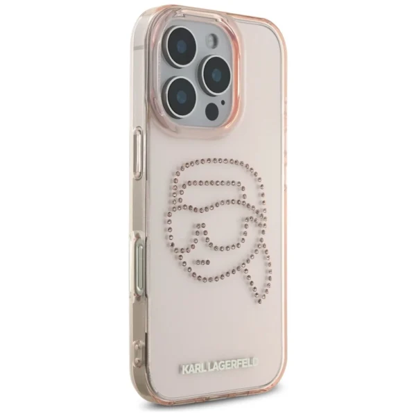 Karl Lagerfeld IML Rhinestones Karl Head Case for iPhone 16 Pro Max Pinkeng