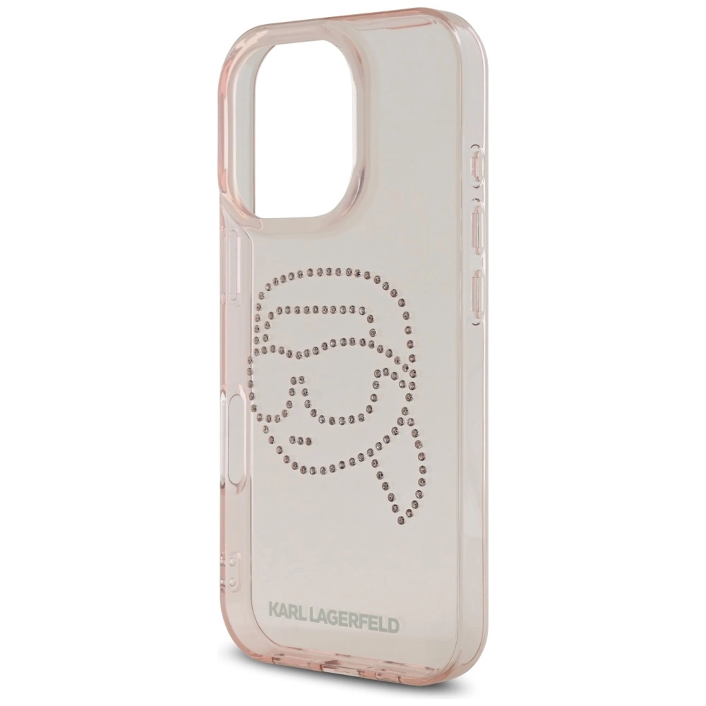 Karl Lagerfeld IML Rhinestones Karl Head Case for iPhone 16 Pro Max Pinkeng