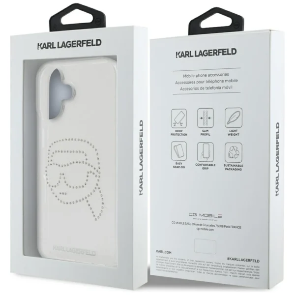 Karl Lagerfeld IML Rhinestones Karl Head Case for iPhone 16 Cleareng