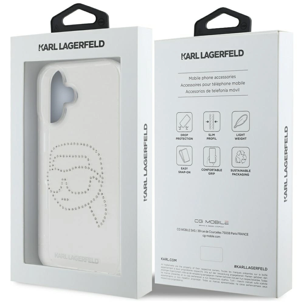 Karl Lagerfeld IML Rhinestones Karl Head Case for iPhone 16 Cleareng
