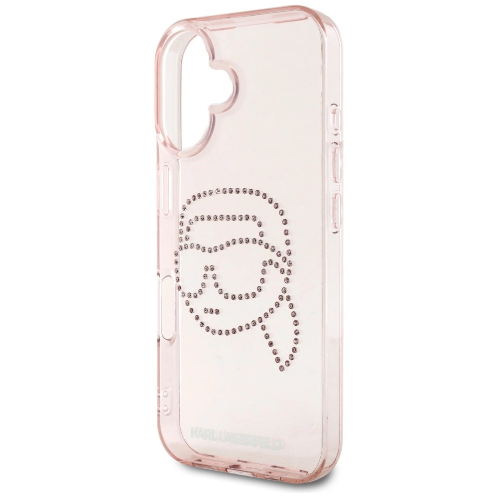 Karl Lagerfeld IML Rhinestones Karl Head iPhone 16 Case Pinkeng