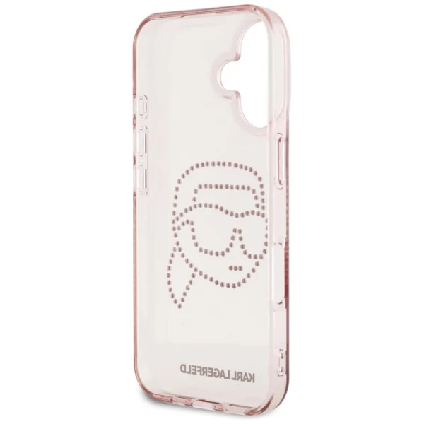 Karl Lagerfeld IML Rhinestones Karl Head iPhone 16 Case Pinkeng