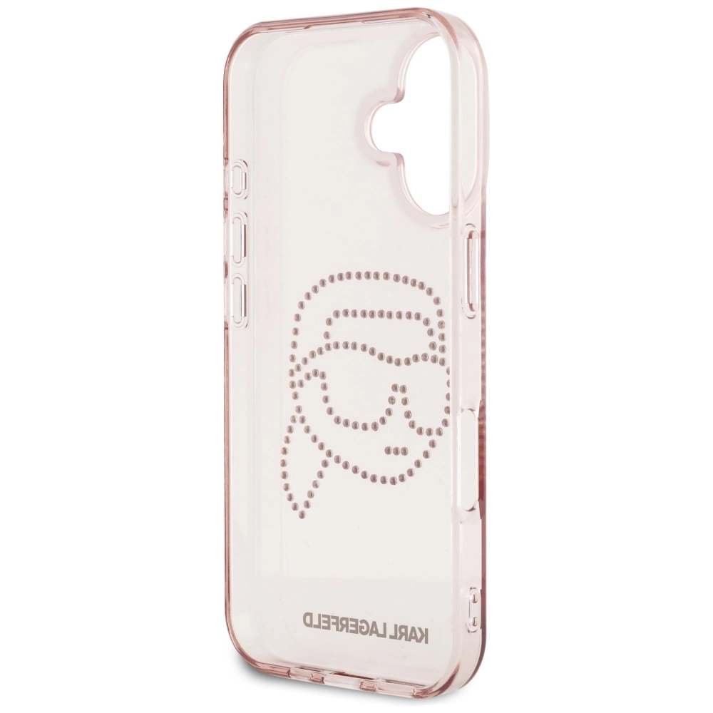 Karl Lagerfeld IML Rhinestones Karl Head iPhone 16 Case Pinkeng