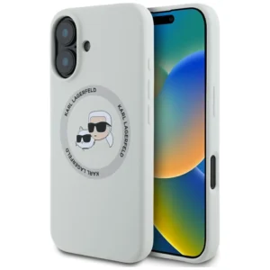 Karl Lagerfeld Silicone Double Heads And Circle MagSafe case for iPhone 16 beigeeng