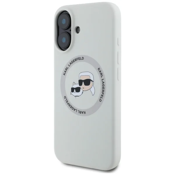 Karl Lagerfeld Silicone Double Heads And Circle MagSafe case for iPhone 16 beigeeng
