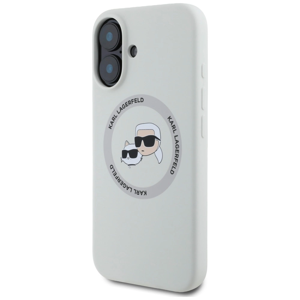 Karl Lagerfeld Silicone Double Heads And Circle MagSafe case for iPhone 16 beigeeng