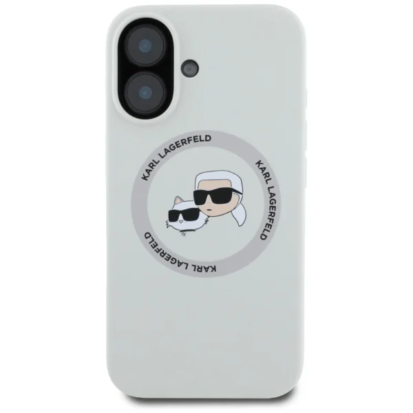 Karl Lagerfeld Silicone Double Heads And Circle MagSafe case for iPhone 16 beigeeng