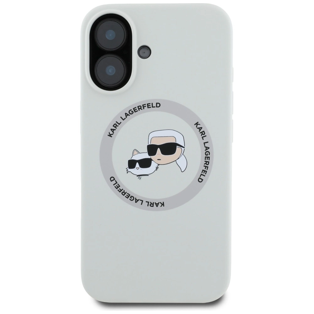 Karl Lagerfeld Silicone Double Heads And Circle MagSafe case for iPhone 16 beigeeng