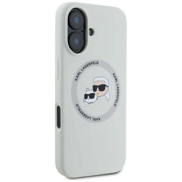 Karl Lagerfeld Silicone Double Heads And Circle MagSafe case for iPhone 16 beigeeng