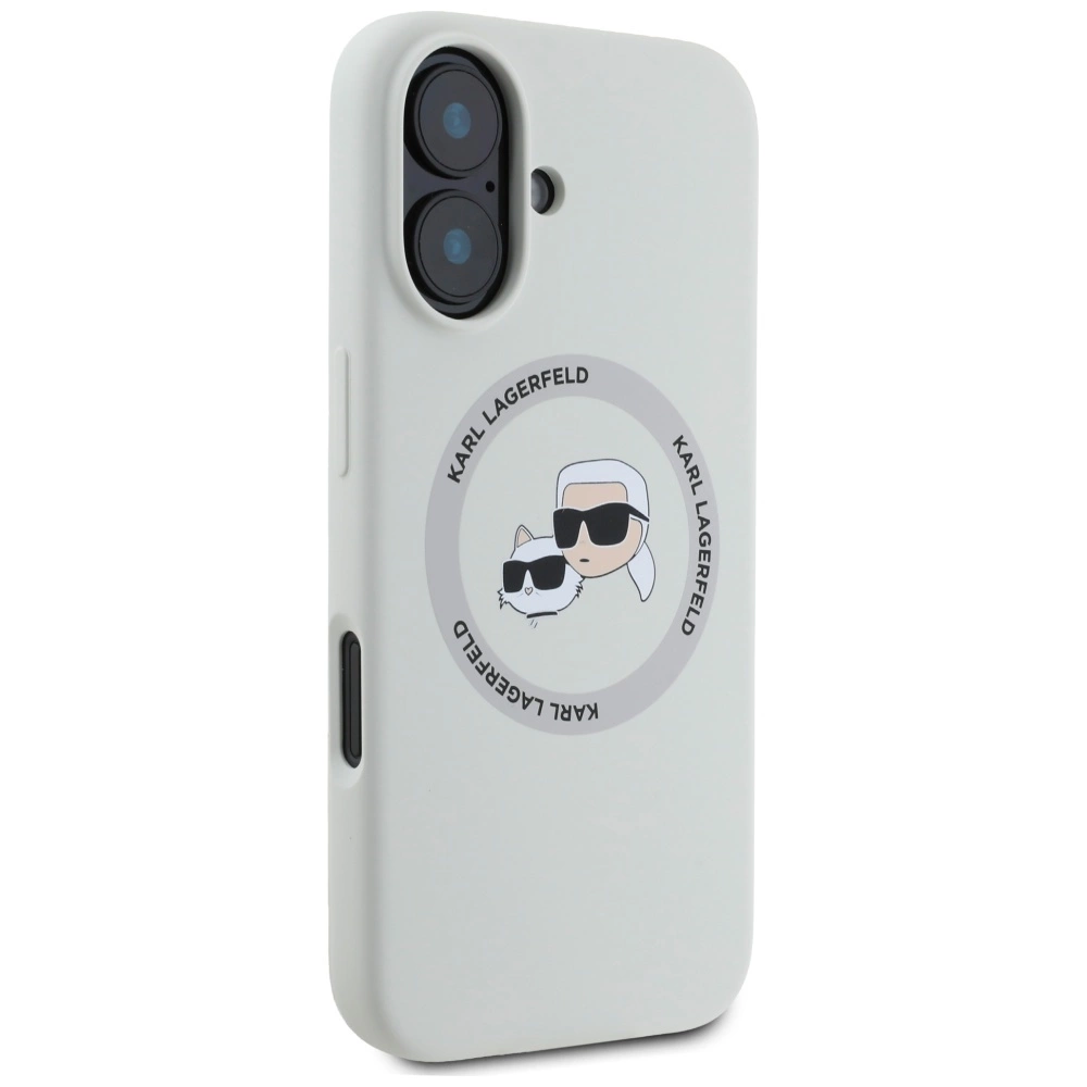 Karl Lagerfeld Silicone Double Heads And Circle MagSafe case for iPhone 16 beigeeng