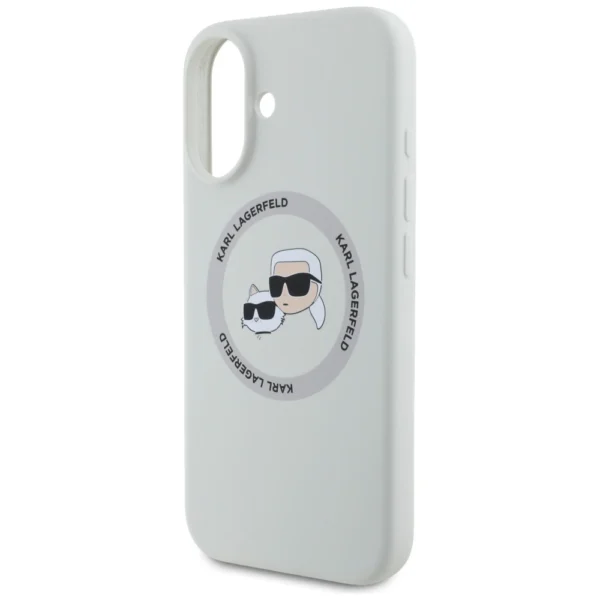 Karl Lagerfeld Silicone Double Heads And Circle MagSafe case for iPhone 16 beigeeng