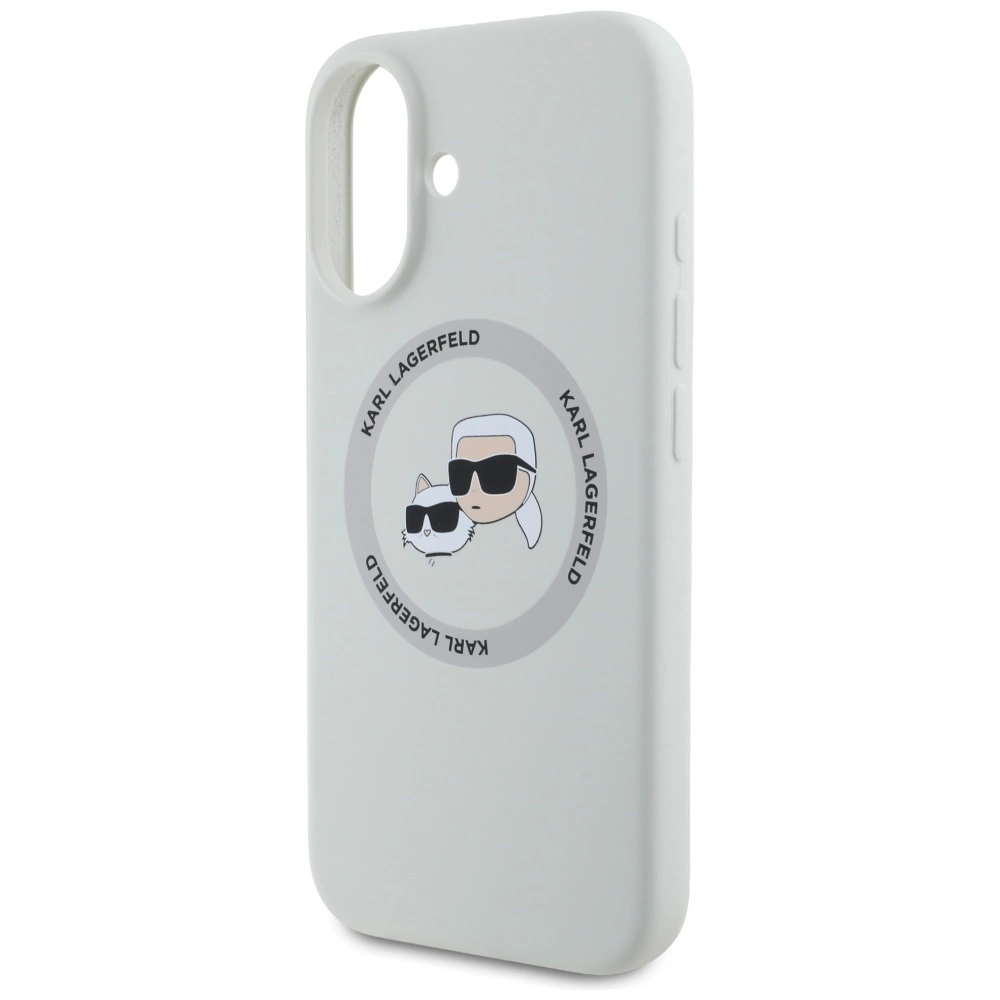 Karl Lagerfeld Silicone Double Heads And Circle MagSafe case for iPhone 16 beigeeng