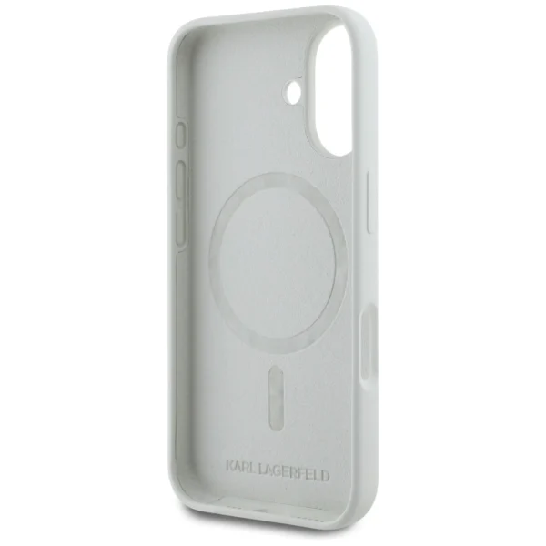 Karl Lagerfeld Silicone Double Heads And Circle MagSafe case for iPhone 16 beigeeng