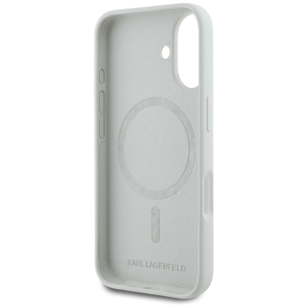 Karl Lagerfeld Silicone Double Heads And Circle MagSafe case for iPhone 16 beigeeng