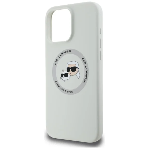 Karl Lagerfeld Silicone Double Heads And Circle MagSafe Case for iPhone 16 Pro Beigeeng