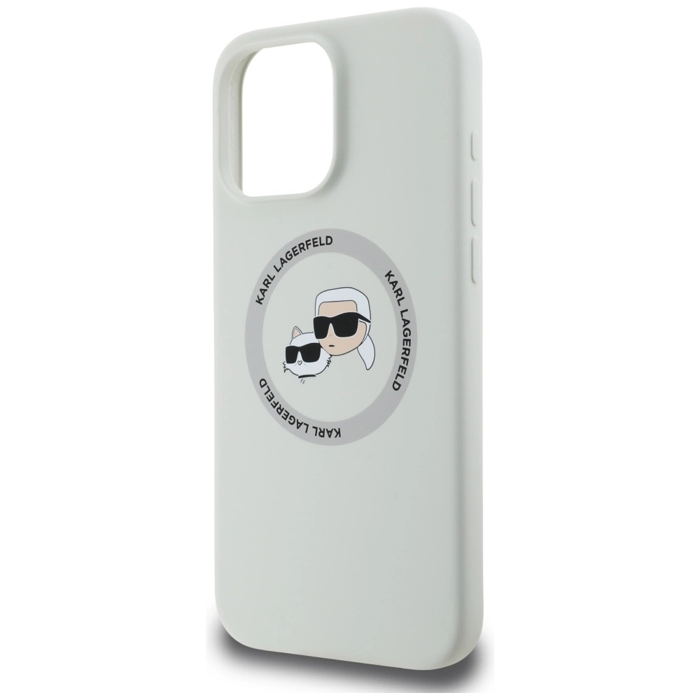 Karl Lagerfeld Silicone Double Heads And Circle MagSafe Case for iPhone 16 Pro Beigeeng