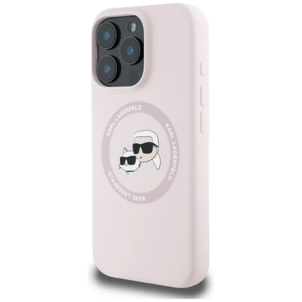 Karl Lagerfeld Silicone Double Heads And Circle MagSafe Case for iPhone 16 Pro Max Pinkeng
