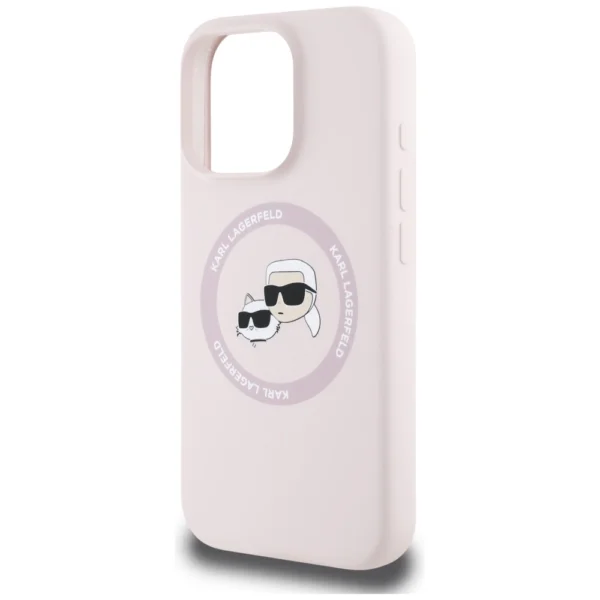Karl Lagerfeld Silicone Double Heads And Circle MagSafe Case for iPhone 16 Pro Max Pinkeng