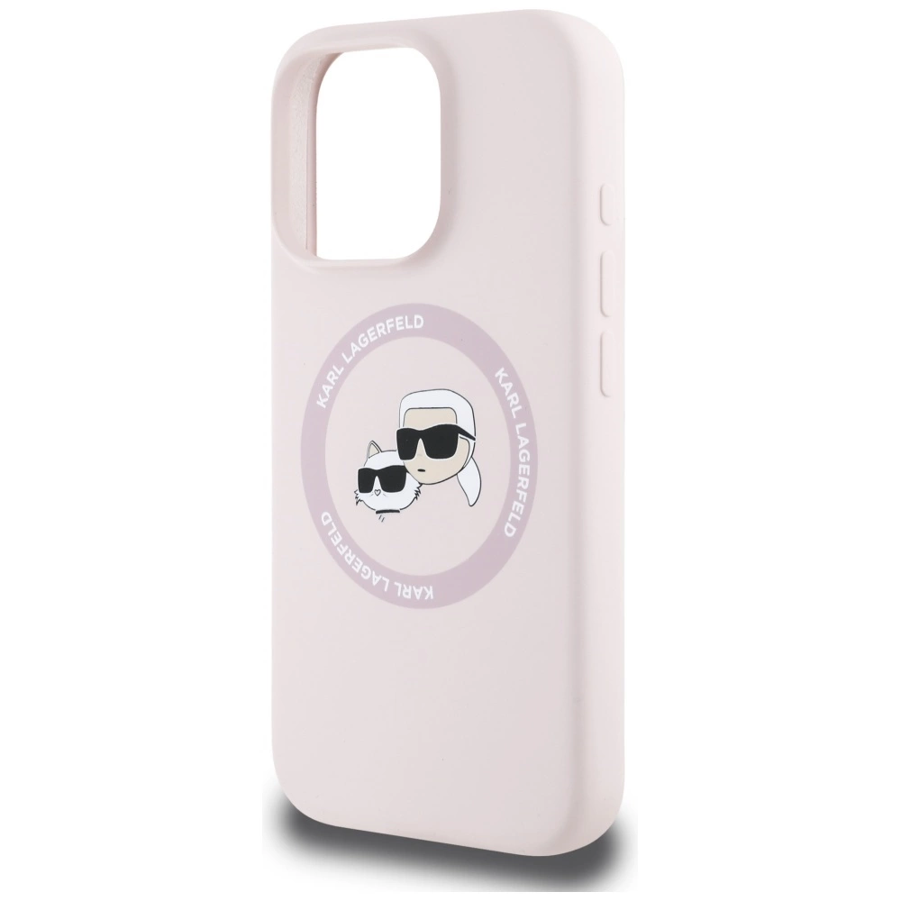 Karl Lagerfeld Silicone Double Heads And Circle MagSafe Case for iPhone 16 Pro Max Pinkeng
