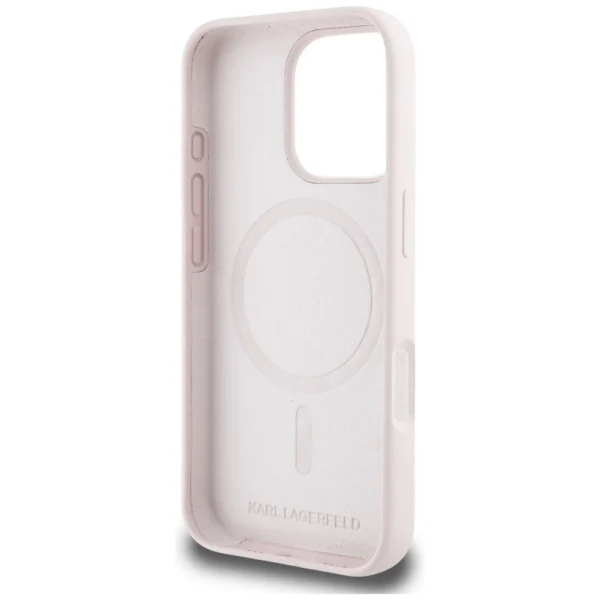Karl Lagerfeld Silicone Double Heads And Circle MagSafe Case for iPhone 16 Pro Max Pinkeng