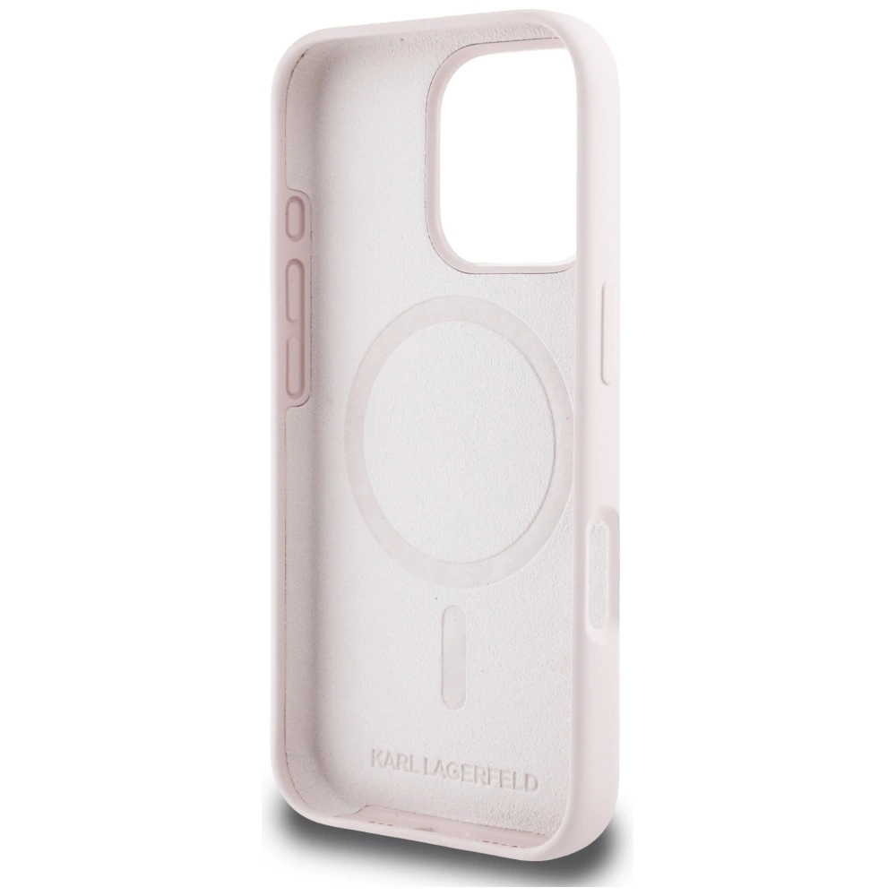 Karl Lagerfeld Silicone Double Heads And Circle MagSafe Case for iPhone 16 Pro Max Pinkeng