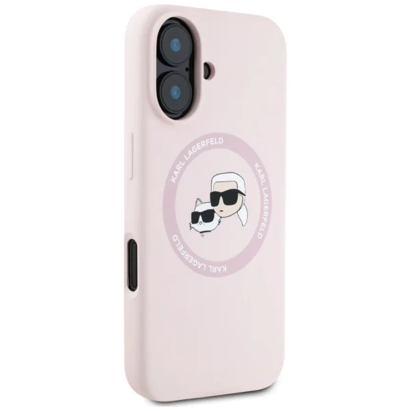 Karl Lagerfeld Silicone Double Heads And Circle MagSafe Case for iPhone 16 Pinkeng