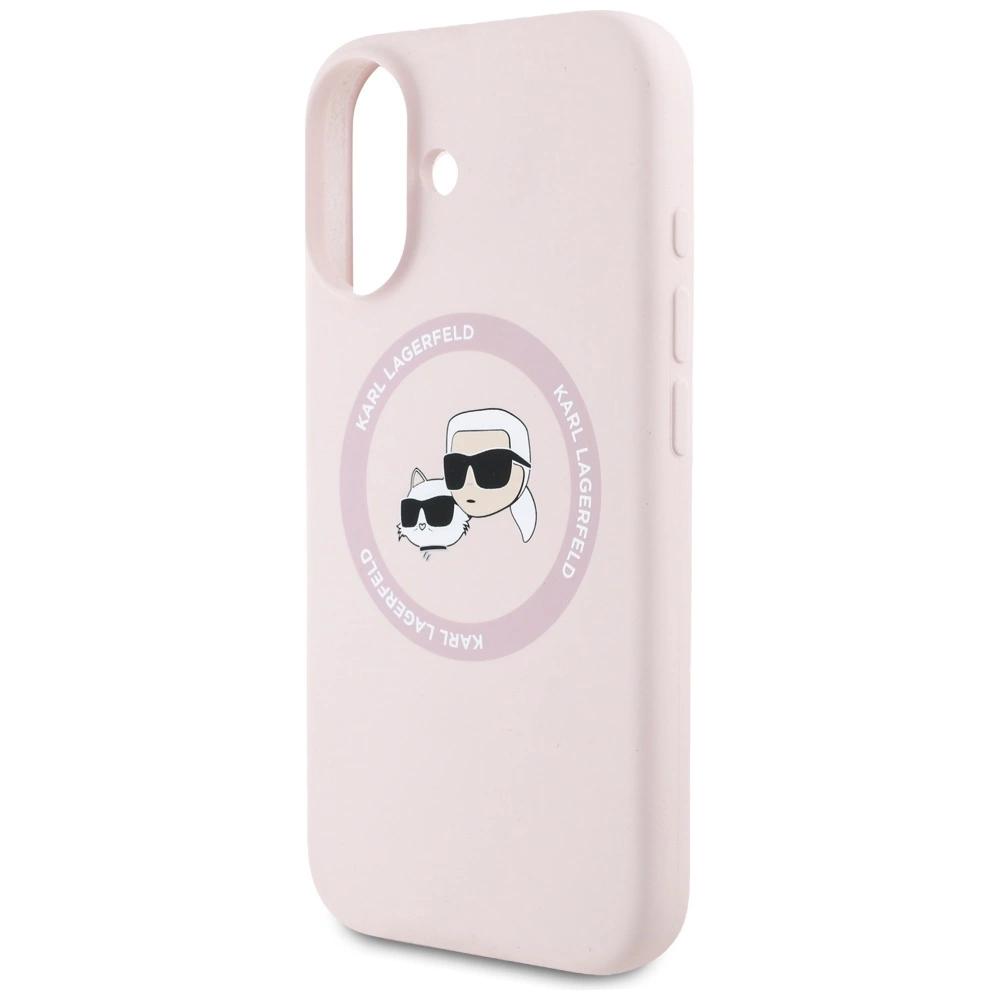 Karl Lagerfeld Silicone Double Heads And Circle MagSafe Case for iPhone 16 Pinkeng