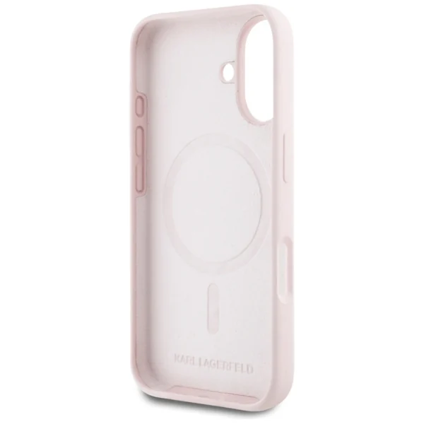 Karl Lagerfeld Silicone Double Heads And Circle MagSafe Case for iPhone 16 Pinkeng