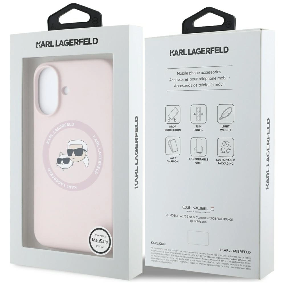 Karl Lagerfeld Silicone Double Heads And Circle MagSafe Case for iPhone 16 Pinkeng