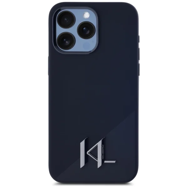 Karl Lagerfeld Silicone Shadow Metal Initial MagSafe Case for iPhone 15 Pro Blackeng