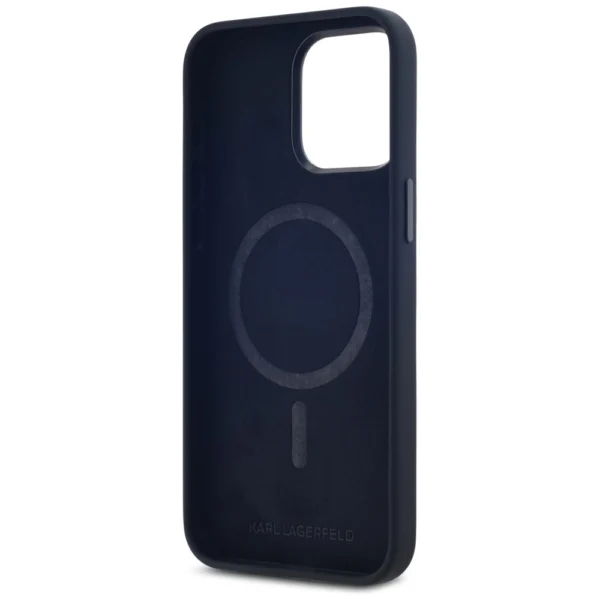 Karl Lagerfeld Silicone Shadow Metal Initial MagSafe Case for iPhone 15 Pro Blackeng